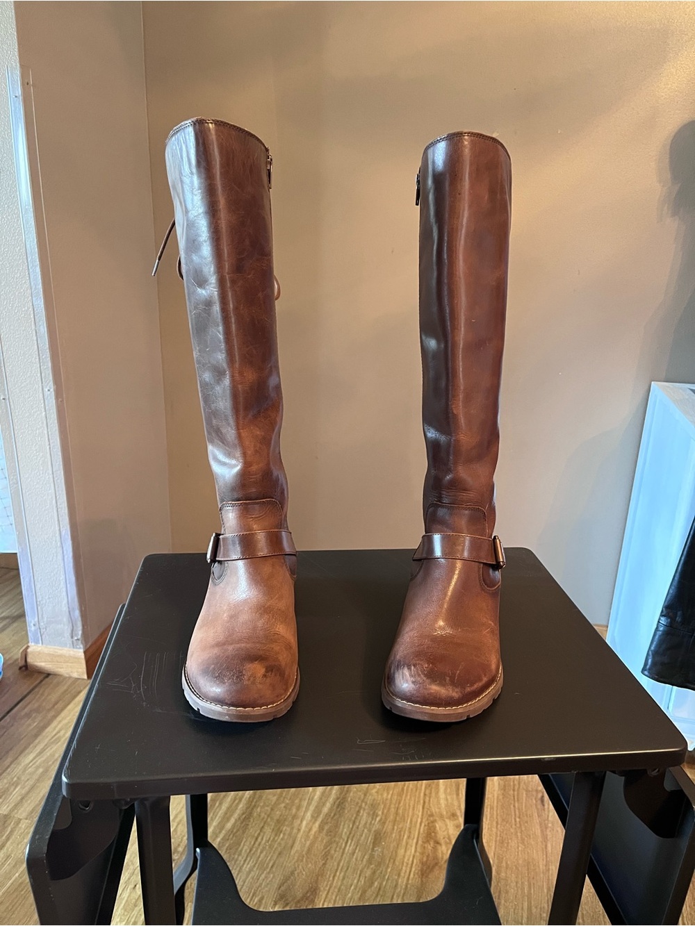 Sofft Tall Lace-Up Leather Riding Boots - Brown